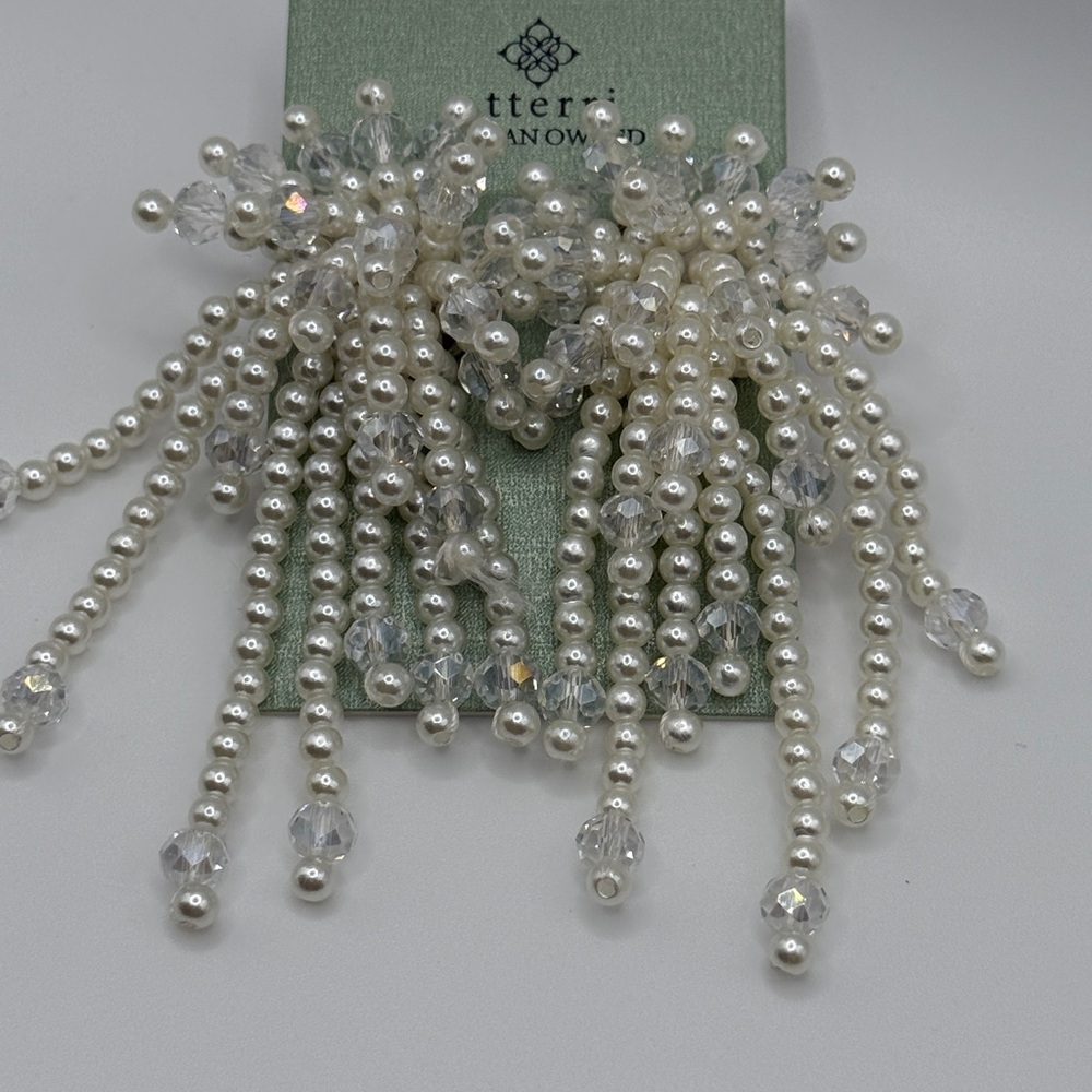 White and Silver Beaded Earrings - Picture 7 of 7
